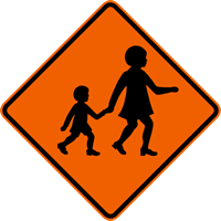 Children's crossing warning sign