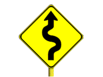 Winding road warning sign