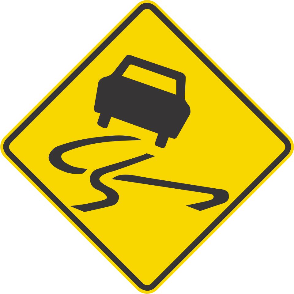 Slippery surface warning sign