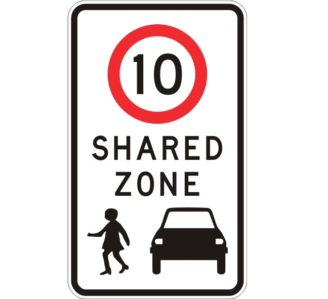 10 km/h shared zone sign
