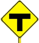 T-intersection warning sign