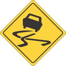 Slippery surface warning sign