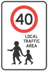 40 km/h local traffic area sign