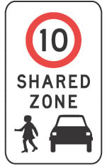 10 km/h shared zone sign