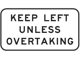 Keep left unless overtaking sign