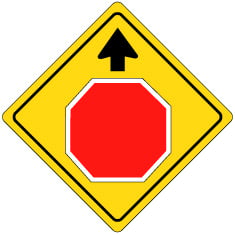 Stop sign ahead warning sign