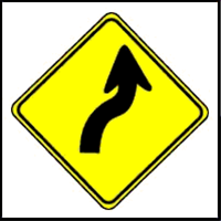 Winding road warning sign